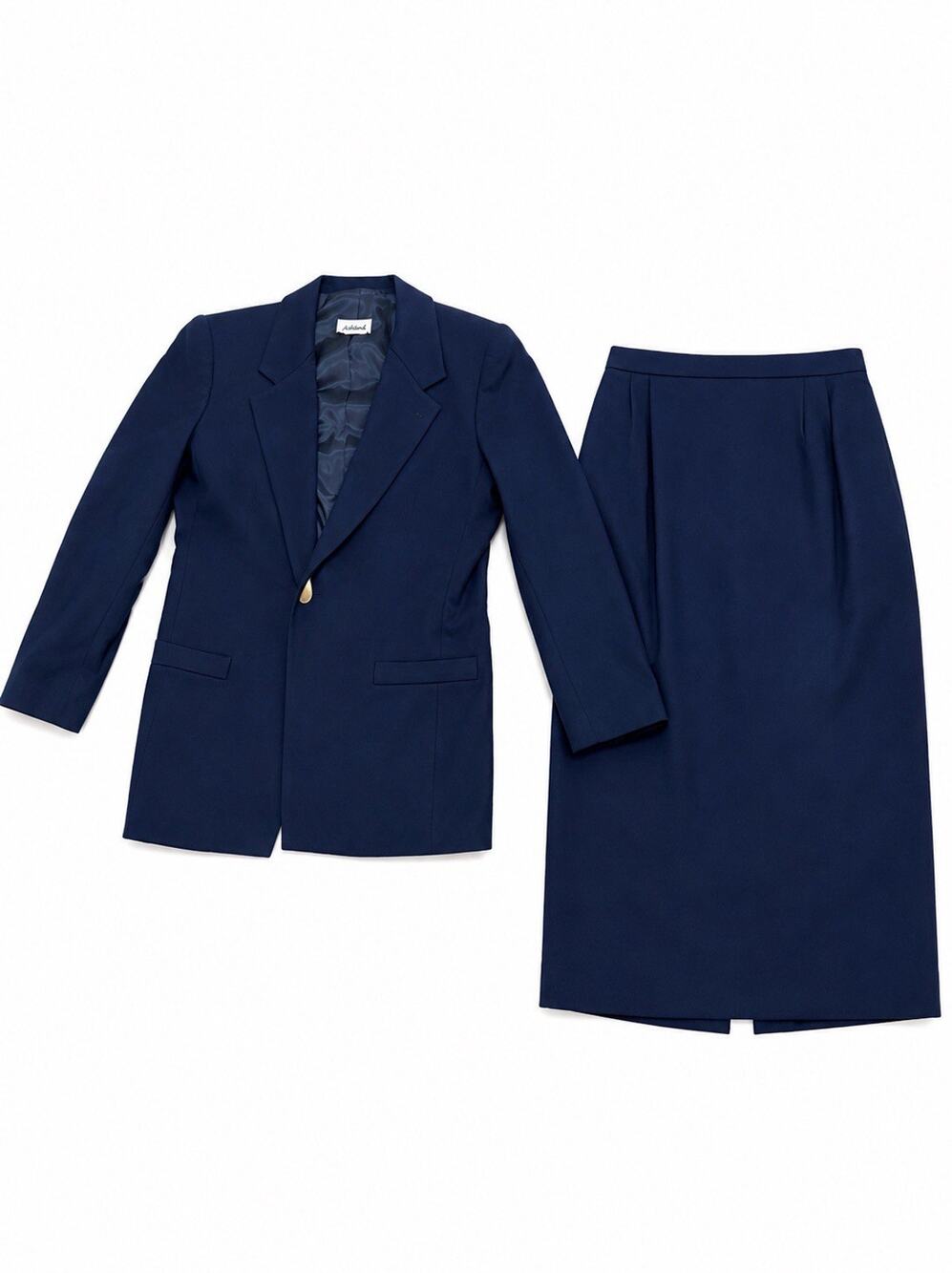 Phardia Women’s Navy Blue 2 Piece Skirt Suit Blazer Set Small Career VTG